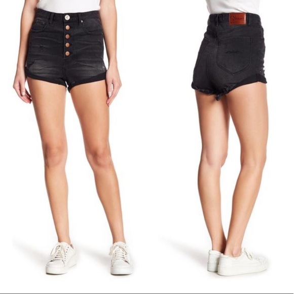 One Teaspoon Black Oak Lovers Distressed Denim Shorts - Picture 1 of 12